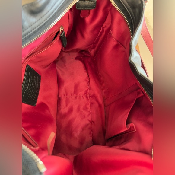 Coach Carrie Park Black Red Quilted Leather Brown Suede F24698 Shoulder Bag - Picture 13 of 16